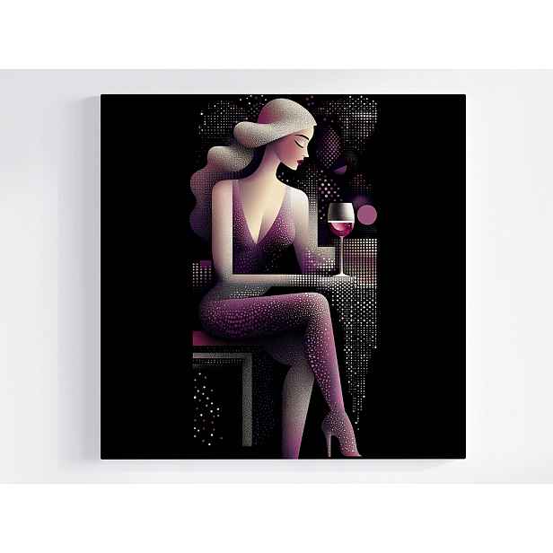Obraz Na Plátně Plátno Žena Bar Víno Retro Glamour Art Deco 50x50