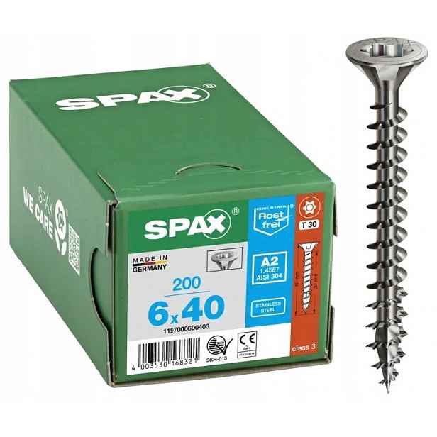 Vrut Do Dřeva A2 200 Ks Tx 6.0*40 MM Spax