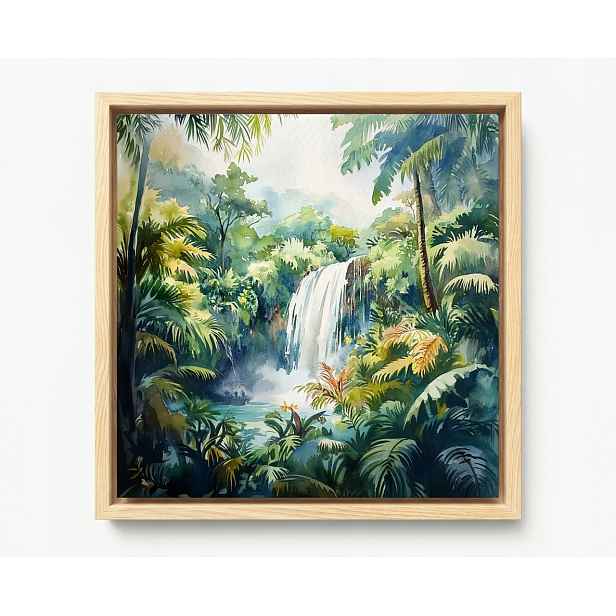 Obraz Rám Americký Box Tropický Deštný Les Džungle Vodopád 60x60