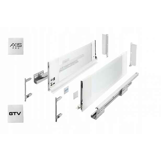 Šuplík Gtv Axis Pro Glass L350 H167 Vysoká Skleněná Strana 40 Kg S Tlumením Dovírání