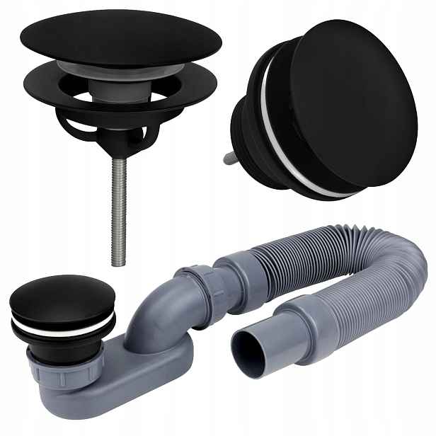 Vanový Sifon Pro Volně Stojící Vanu S Klik-klak Zátkou, Černý Mat
