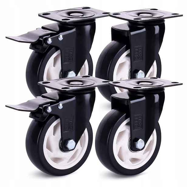 4X Otočná Transportní Kolečka Otočná O 100 MM 600 Kg S Brzdou