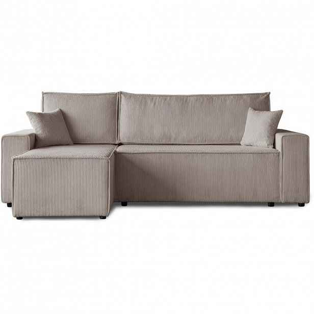 Beautysofa ROHOVÁ ROZKLÁDACÍ POHOVKA Hektor, s funkcí spaní, 247 cm, otoman 70 cm, cappuccino