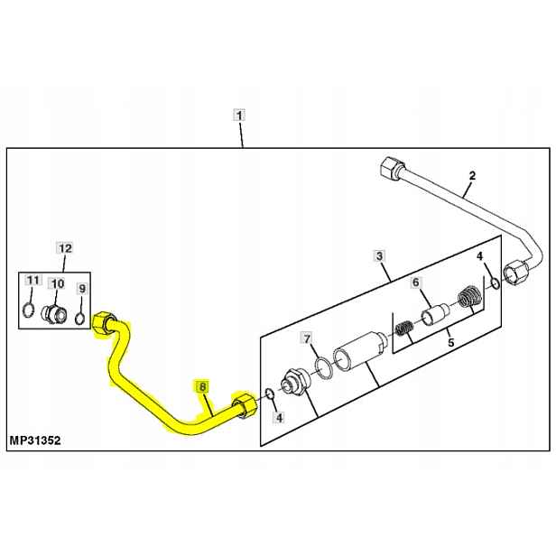 Hydraulický/olejový kabel John Deere LVA11765