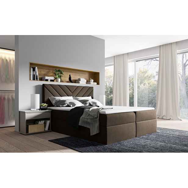Kontinentální postel IVANA 6 - 160x200, hnědá + topper ZDARMA