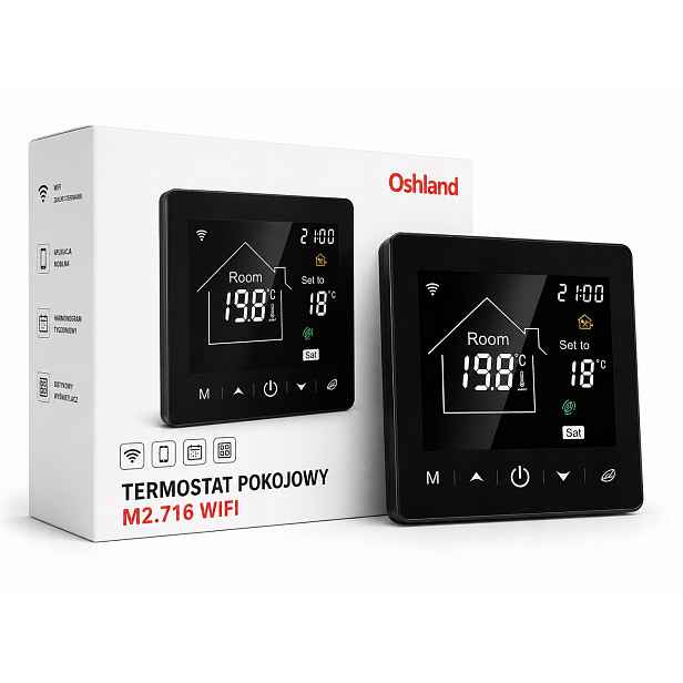 Pokojový Termostat Panel LCD 16A Wifi Smart Life Tuya 3 M Senzor Ntc