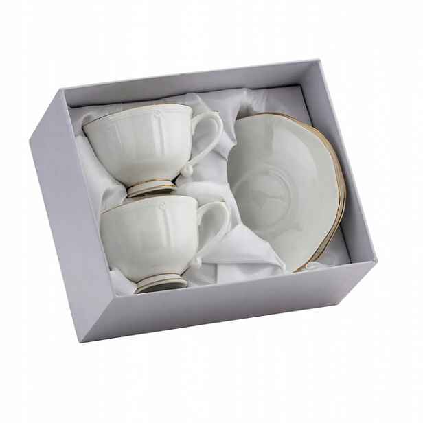 Sada šálků 200 ml elegantní podšálek sada 2 ks Bone China