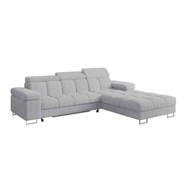 ALTDECOR ROHOVÁ SEDAČKA s funkcí spaní, otoman vpravo COMA L 271x203x79 šedá manšestr