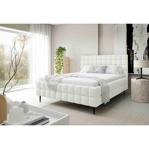 Čalouněná postel 180x200 LAILA LEG s úložným prostorem - bílá