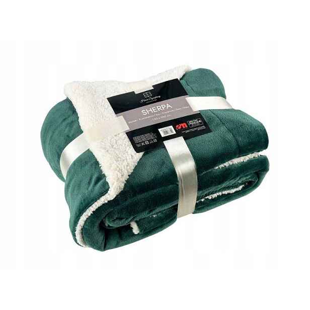 Deka na postel Sherpa 150x200 oboustranná beránek lahvová zeleň