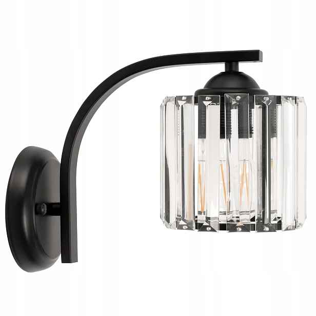 Moderní nástěnná lampa Glamour Křišťál Černá E27 do obývacího pokoje Toolight