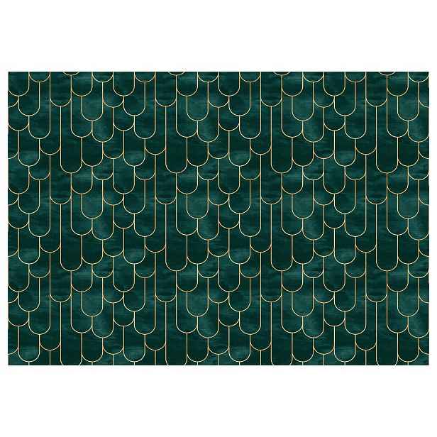 Vliesová fototapeta Smaragdová geometrie Art Deco Zlato 250x175 lepidlo