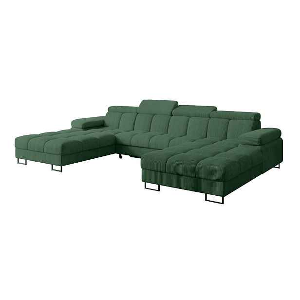 ALTDECOR SEDACÍ SOUPRAVA s funkcí spaní a úložným prostorem COMA U2 345x203x79 zelená manšestr