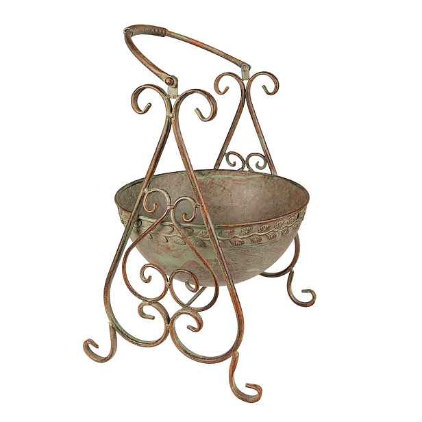 Hnědo-zelený antik kovový stojan na květiny Viro - 26*27*49 cm Clayre & Eef