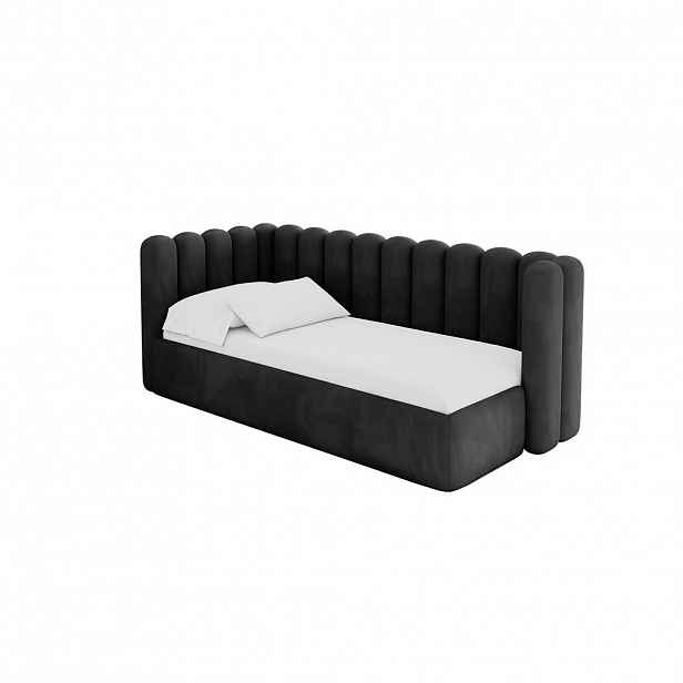 ALTDECOR JEDNOLŮŽKOVÁ POSTEL pro mládež s úložným prostorem, vpravo - HUGY 80x200 černá