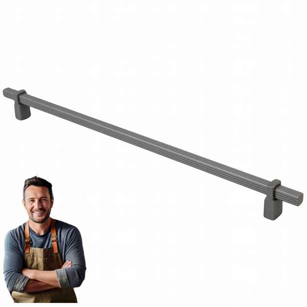 Nábytková Úchytka pro skříňku Zásuvky Elias 320 mm Podélné ramínko, Antracit