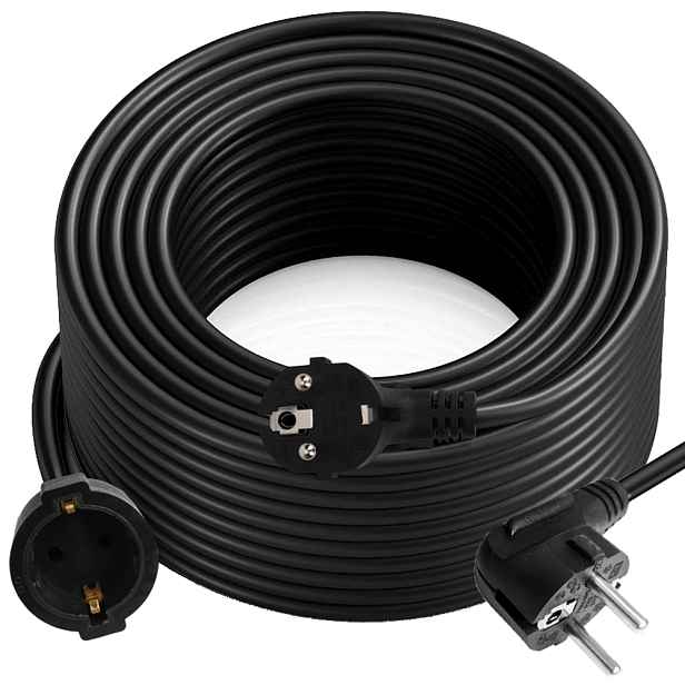 Prodlužovací Kabel Stavební/zahradní 3X 0.75 20 M Silný Černý Ce Pro Sekačku