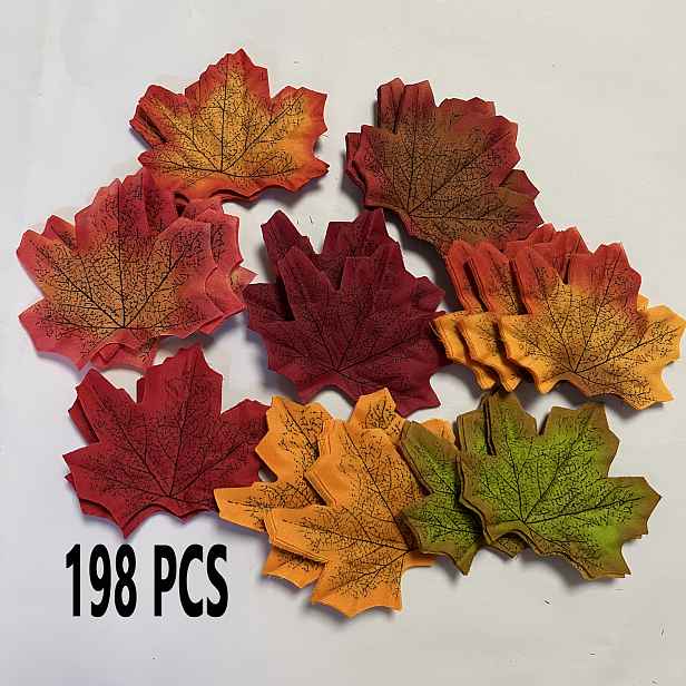 TEMU 98 ks 198 ks umělých podzimních listů pro domácí dekoraci, s javorovými o velikosti 2,95 palce, vhodné pro Halloween, Den díkůvzdání, svatby, ,