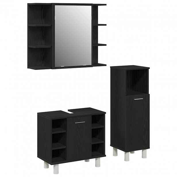 vidaXL Sada koupelnového nábytku 3 ks Černá 30 x 30 x 99,5 cm
