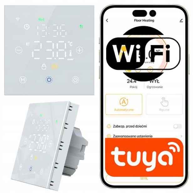WiFi termostat Tuya pro podlahové vytápění a kamna 3A