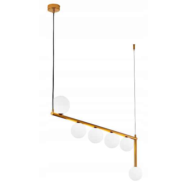 Závěsná lampa Taida Zlatá Bílá Skleněné Stínidla 6xG9 Stropní Svítidlo Pokoj