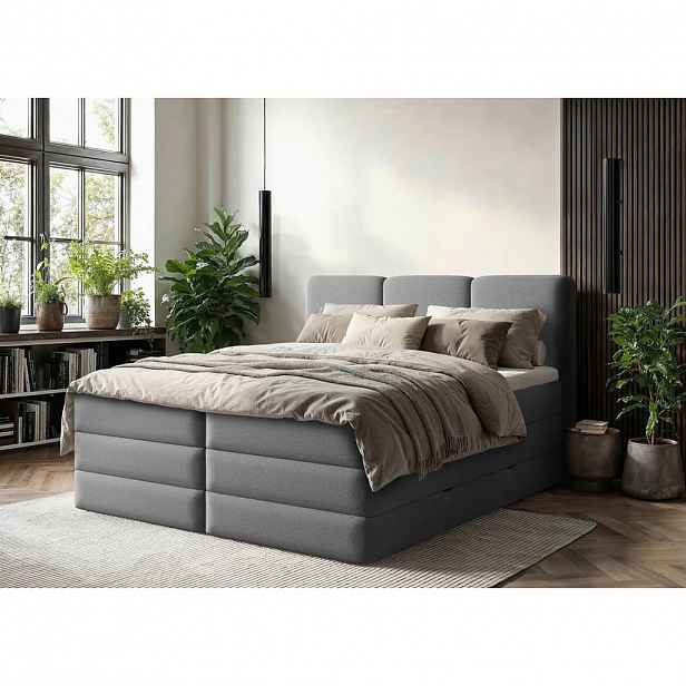 MID.YOU POSTEL BOXSPRING, 180/200 cm, antracitová