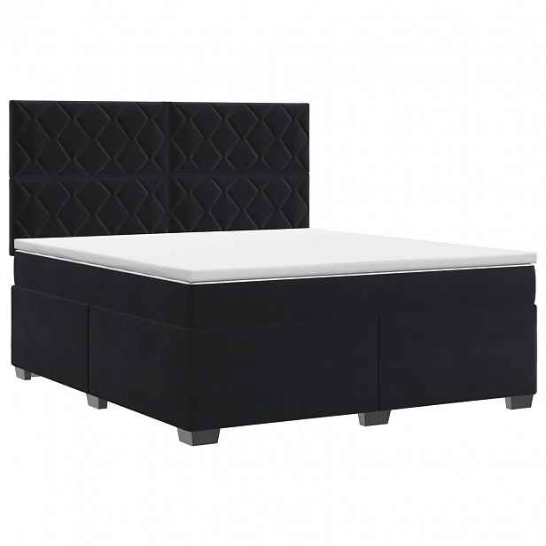vidaXL Postel boxspring s matrací s čelo Černá 180 x 200 cm Samet