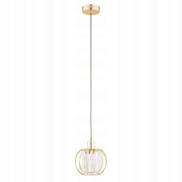 Alfa Závěsná lampa Zlatá Moderní 1xE27 15W Stínidlo Kristal