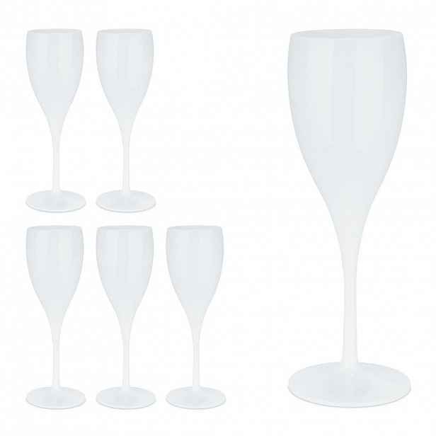 Relaxdays SKLENICE NA SEKT Bílá 6dílná-sada plast