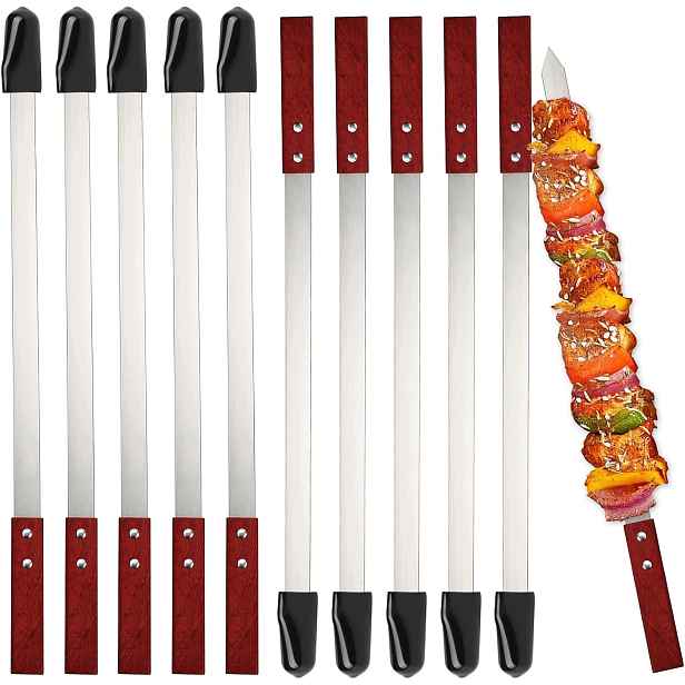 Špachtle na špízy a kebab ploché 60 cm z nerezové oceli, 10 kusů