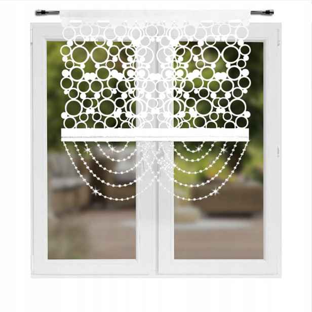 Dekorativní Panel Ažurový S Korálky Plst 100x100 cm Záclony Hotové Bílé