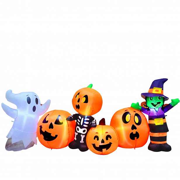 Nafukovací Dekorace Halloween 2,4 M Led Dýňový Duch 3 Postavy Do Zahrady