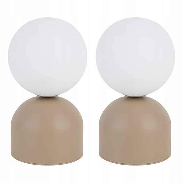 Tk Lighting Sada 2 x Stolní Noční Lampa Miki Bílá Kov Sklo G9 8W