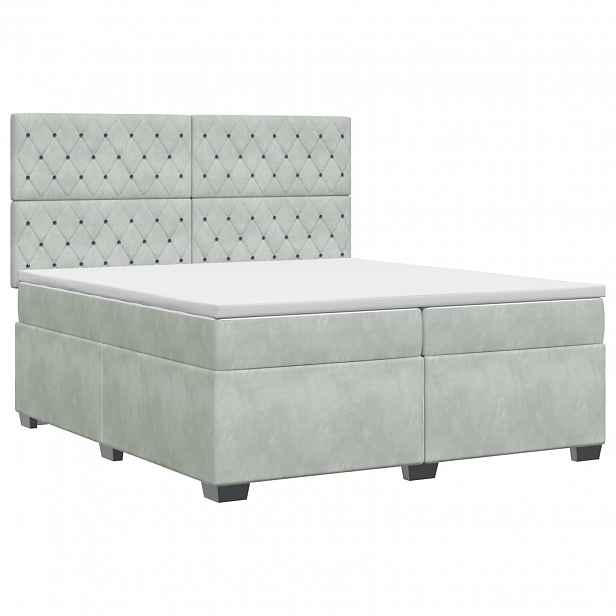 vidaXL Postel boxspring s matrací Světle šedá 200 x 200 cm Samet