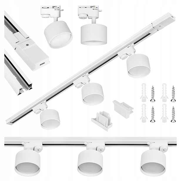 Sada kolejnicová lišta 1 m 3x lampa GX53 Led kolejnicové osvětlení Bílá