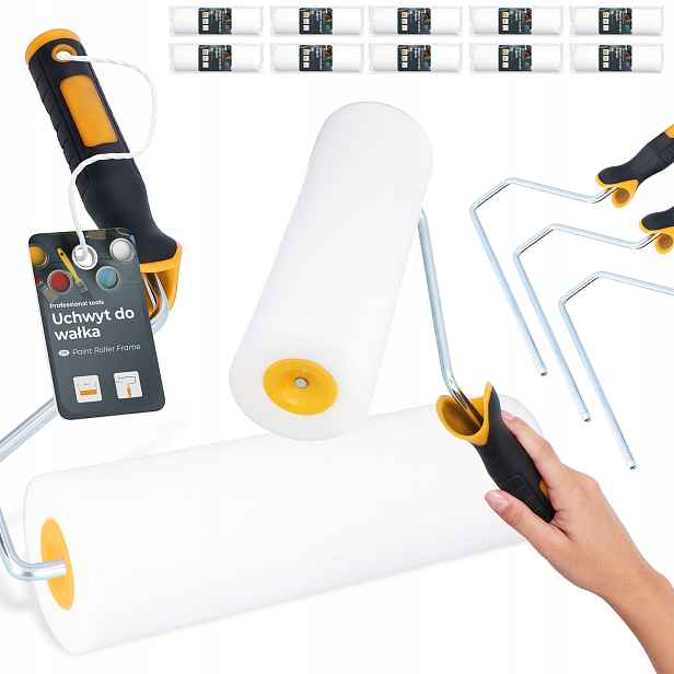 10x Malířský Váleček Pěnový Houbový 25 cm Malování Stropů Stěny 3x Držák