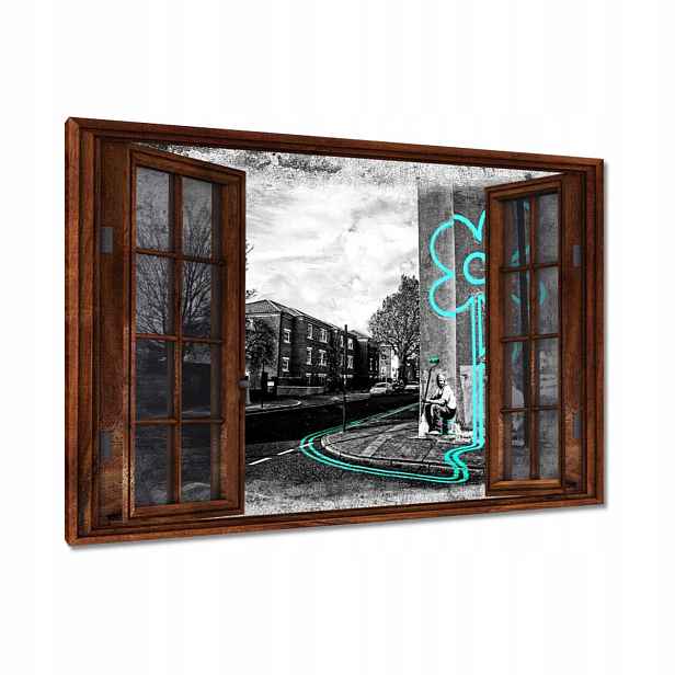 Obrazy 120x80 Banksy Tyrkysová květina