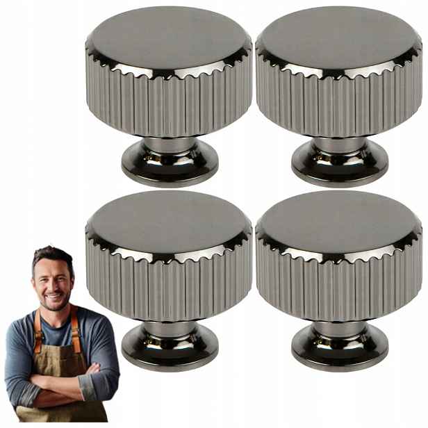 Nábytková Úchytka Kulatý knoflík Randi 30 mm inox Ocel Kartáčovaná rukojeť 4ks