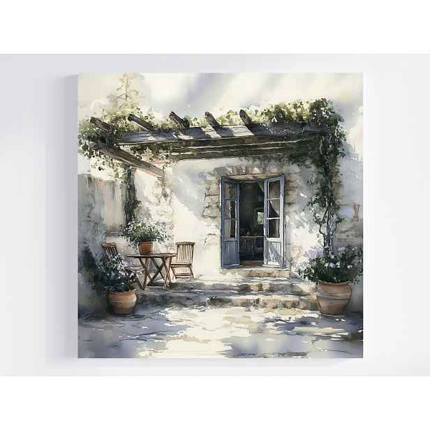 Obraz Na Plátně Canvas Krajina Středomořský Dům Terasa Zahrada 50x50
