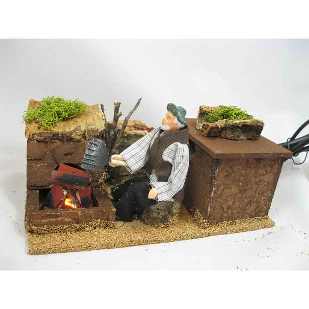 Pohyblivá Postava Chlapec u grilu 14x18x12 cm 220V