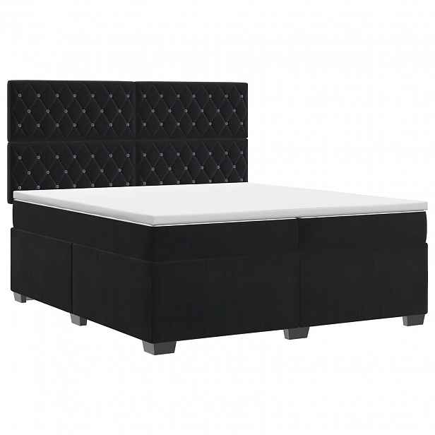 vidaXL Postel boxspring s matrací s čelo Černá 200 x 200 cm Samet