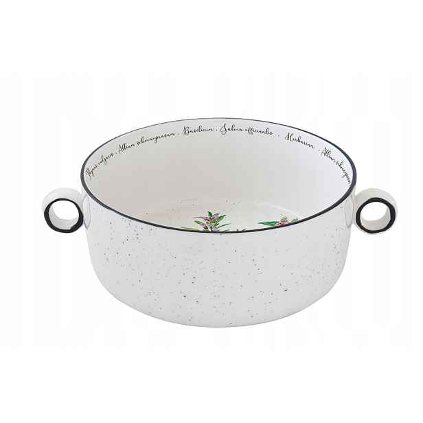 Miska mísa 20 cm salátová mísa porcelánová retro boho elegantní bylinky bílá černá