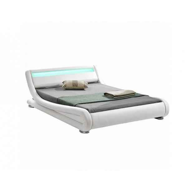 Moderní postel s RGB LED osvětlením FILIDA, bílá, 180x200cm