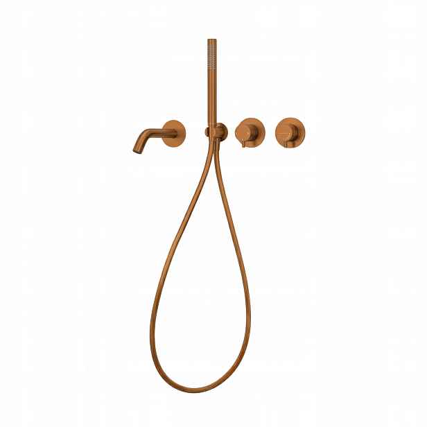 Sada Podomítková vanová baterie sprchová hlavice hadice Cascade Copper Balneo