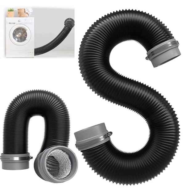 Ventilační kabel pro pračku 3 palce 75 mm 5 m Elastický černý Pvc Sada