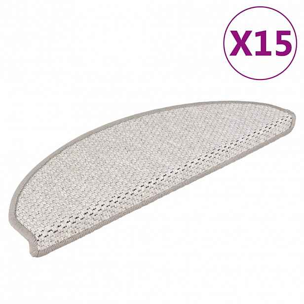 vidaXL Samolepicí nášlapy na schody sisal 15 ks 65 x 21 x 4 cm platina