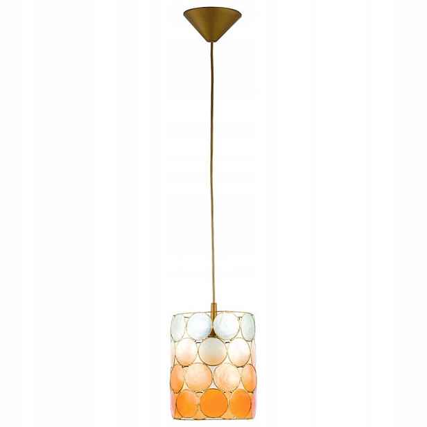 Závěsná lampa Alfa Circolo mosazná E27 15W Oranžové stínítko