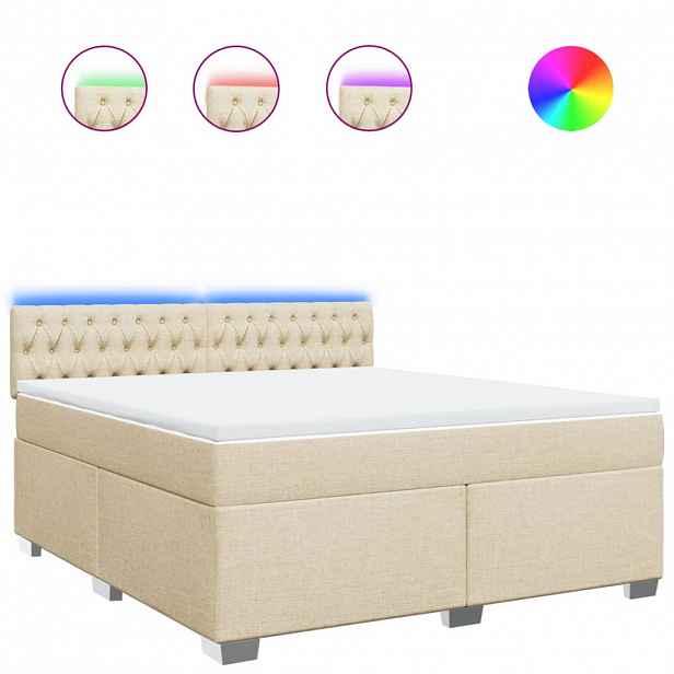 vidaXL Box spring postel s matrací krémová 180x200 cm textil