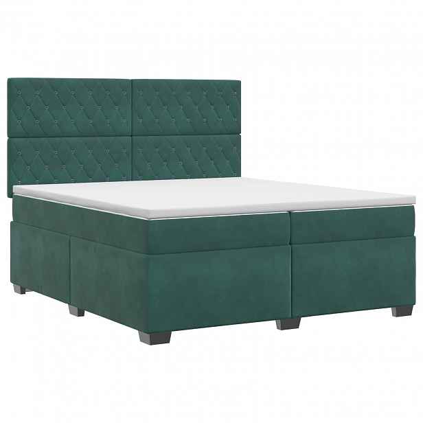 vidaXL Postel boxspring s matrací Tmavě zelená 200 x 200 cm Samet