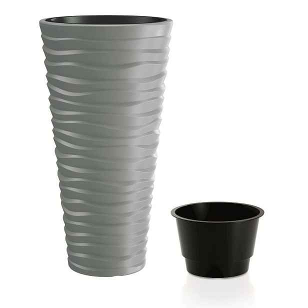 Prosperplast Květináč Long Sand s vložením šedý, varianta 29,6 cm